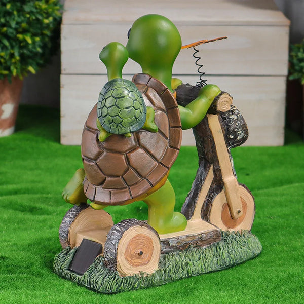 Turtle Bicycle Solar Lamp Sculpture Creative Garden Decorative Ornament Garden Courtyard Decorative Statue Lamp