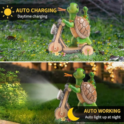 Turtle Bicycle Solar Lamp Sculpture Creative Garden Decorative Ornament Garden Courtyard Decorative Statue Lamp