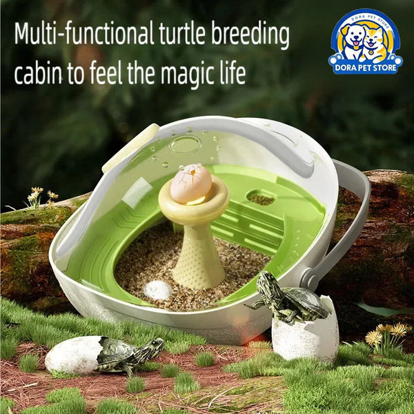 Turtle eggs can hatch and grow into a living organism. Climbing platform, sun drying platform, dedicated turtle tank, pet feedin