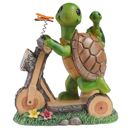 Turtle Bicycle Solar Lamp Sculpture Creative Garden Decorative Ornament Garden Courtyard Decorative Statue Lamp